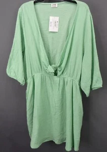Cotton On Women’s Curve Woven Tie Front Mini Dress Size 24 Pistachio Gelato - Picture 1 of 3