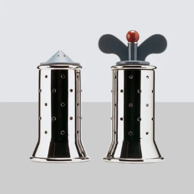 Juego de molinillo de pimienta Alessi Graves + ricino de sal en azul Foto 1 de 2