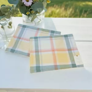 ¡NUEVO! Juego de 2 manteles a cuadros pastel reversibles Umbral 100 % algodón 14"X19" - Imagen 1 de 6