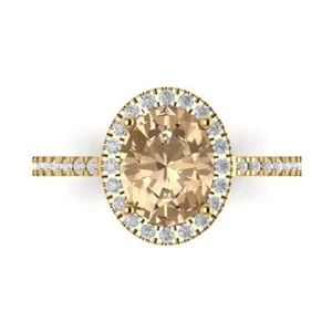 2.27Ct Oval Cut Yellow Moissanite Engagement Ring for Women, 14K Yellow Gold - Picture 1 of 11