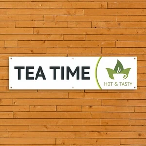 Time For Tea PVC Banner CAFB 008 - Qualität Outdoor Cafe & Tea Room Shop Beschilderung - Bild 1 von 2