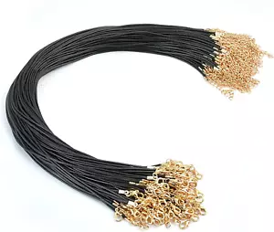 200 Pcs Waxed Leather Necklace Cord with Clasps, Braided Rope Necklace with L... - Picture 1 of 1