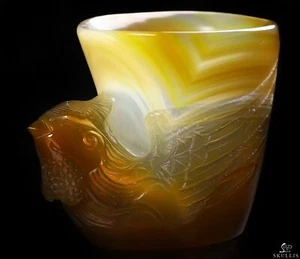 3,1" Premium Brasilianischer Achat Geschnitzte Kristall Tasse & Phönix, Kristall Heilung - Bild 1 von 3