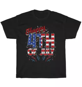 Fireworks Happy 4th Of July US Flag American Patriotic T-Shirt Unisex Tee Gift - Picture 1 of 4