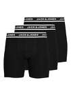 Jack & Jones 3 Pack Cotton Stretch Longer Leg Boxer Briefs  - Black