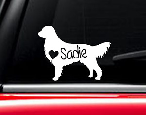 Golden Retriever Dog car decal with custom name