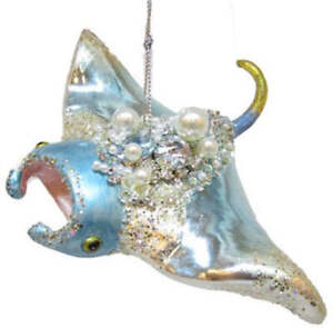 December Diamonds 79-81291 Jeweled Pastel Manta Ray Glass Ornament