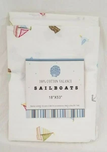 Sailboats 100% Cotton Window Valance 53" x 18" NIP - Picture 1 of 7