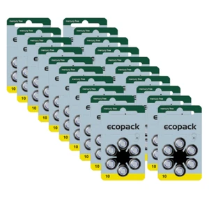 120x EcoPack Varta Hörgerätebatterien - 10 gelb PR70 - (20x 6er Blister) - Zdjęcie 1 z 3
