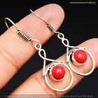 Coral Gemstone Ethnic Handmade Drop Dangle Earrings Jewelry 4 Gm Fes-1394