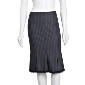 *CLEARANCE!* Rebecca Taylor Black/Blue Pinstriped Wool Fit & Flare Skirt size 2 - Picture 1 of 6