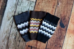 Women Winter Soft Short Chevron Crochet Knit Boot Leg Warmers Toppers Cuffs - Picture 1 of 8