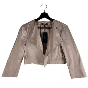 NWT Lafayette 148 womens cropped lined open jacket pink slit sleeve size M - Picture 1 of 5