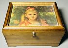 Vintage Linden Japan Wood Jewelry Music Box 2 Songs Gorgeous Girl Puffy Top ￼ ￼