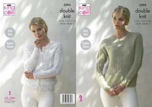 Easy Knit Womens Jumper & Cardigan Double Knitting Pattern King Cole DK 5294 - Picture 1 of 3