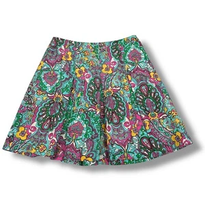 Vintage Lilly Pulitzer Skirt Women’s 4 Blue Green Paisley Peacock Silk Pleats - Picture 1 of 7