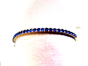 DIAMONIQUE CZ x KATHY LEVINE, BLUE BAYOU BANGLE, 14K PLATED, SIZE AVG (M4500-24) - Picture 1 of 10