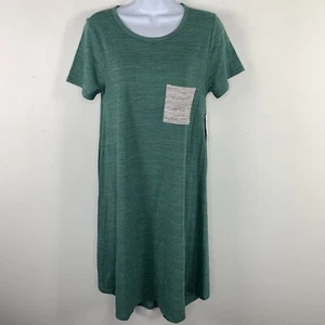 Lula Roe Womens T Shirt Dress sz S Green Short Sleeve Round Neck Stretch NEW - Picture 1 of 17