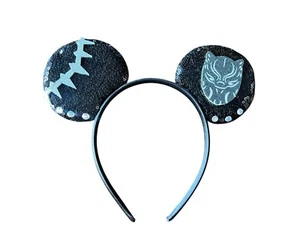 Maus Ohren Stirnband Pailletten Black Panther inspiriert Cosplay Handarbeit NEU - Bild 1 von 2