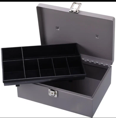 Sparco Cash Box w/ Latch Lock 7 Cmpmnts 11"x7-3/4"x4-3/4" Gray 15501 - Image 1 of 4
