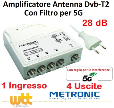 Amplificatore segnale per antenna tv da interno digitale terrestre lineare x uhf - Immagine 1 di 2
