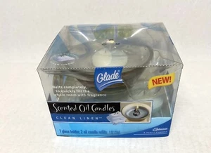 NOS Lichtung Duftöl Kerzen Glas Halter mit Kerzen sauberes Leinen - Bild 1 von 5