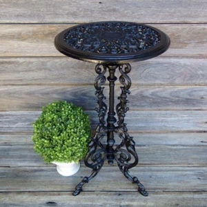 Cast Iron Vintage Style Side Table or Plant Stand Black - Picture 1 of 8