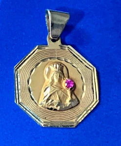 14K Gold Heilige Barbara (Santa Barbara) mit Rubin Medaille 0,7 x 0,9 - Bild 1 von 5