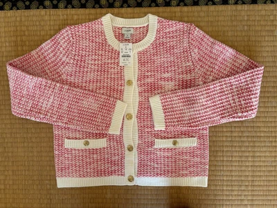 JCrew Popcorn-Stitch Lady Jacket Cardigan Sweater Coral Dye Ivory sz Small NwT - Image 1 of 4