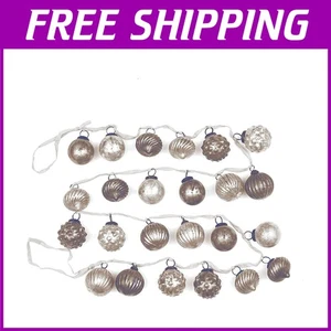 Ghirlanda decorativa in vetro mercurio - 72" crema e tortora - Foto 1 di 3