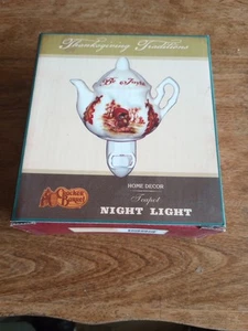 Cracker Barrel Thanksgiving Traditions Teapot Night Light Ceramic Plug-In Turkey - Picture 1 of 3
