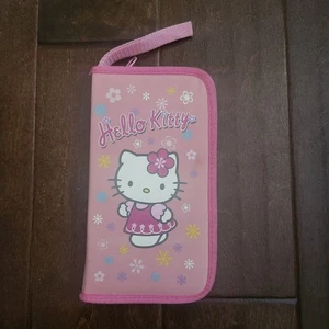 Vintage Hello Kitty Pencil Case Organizer Pink Zipper Wallet Sanrio 2004 (STAIN) - Afbeelding 1 van 12
