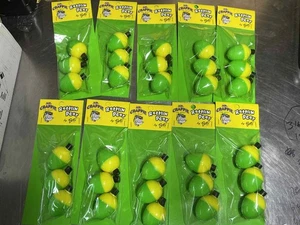 Lote 10 Mr. Crappie Bobbers Rattlin Pear Float 1 1/4" Amarillo Verde Paquete de 3 RP4P-3YG - Imagen 1 de 2