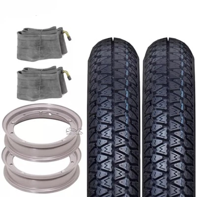 FA ITALIA NUOVO KIT 2 RUOTE COMPLETE PIAGGIO VESPA PX 200 GOMMA CAMERA E CERCHIO 3.50-10