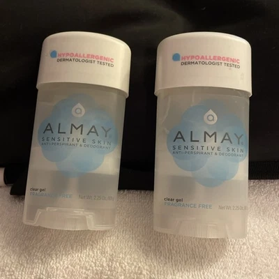 Paquete de 2 Antitranspirantes Almay - Desodorante Sensible FragFree Gel Transparente 2.25 OZ Foto 1 de 2