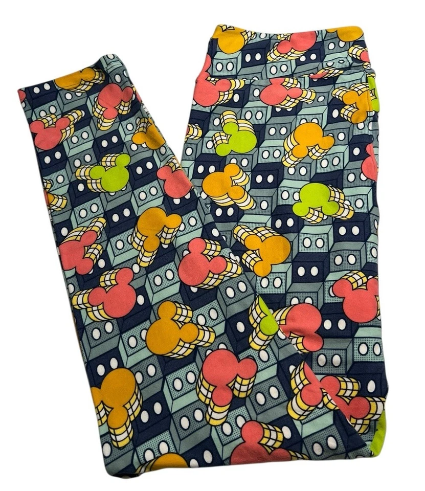 Leggings LuLaRoe DISNEY TC2 Alto Curvilíneo 2 MICKEY MOUSE Colorido Dibujos Animados Salón Foto 1 de 4