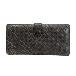 Auth BOTTEGA VENETA Intrecciato 134075 Black Leather - Long Wallet - Picture 1 of 6