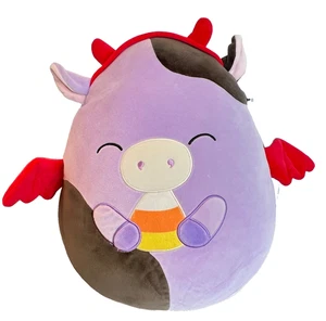 Squishmallows 12” Alexie Purple Cow w/Candy Corn & Halloween Horns Wings Plush - Picture 1 of 9