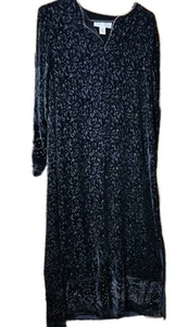 Y2K Vtg Black Silk Maxi Dress Burnout Velvet Whimsigoth Drk Academia Luxurious - Picture 1 of 12