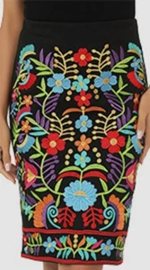 Mexikanischer ethnischer Stickerei Rock elastische Taille bunt Blumen Damengröße Small - Bild 1 von 2