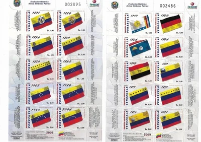Venezuela: 2009; Scott 1697-1698, parcial 2 sheets of 10, Flags, MNH, EBV1640 - Image 1 of 2