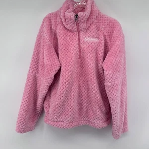 Columbia Fuzzy Polar Pullover Sudadera Rosa Cuarto Cremallera Cuello Simulado Suave - Imagen 1 de 4