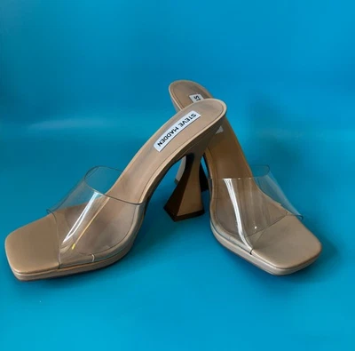 Steve Madden Mujer Correas Transparentes y Tacones de Cuña Transparentes Talla 8.5 Foto 1 de 4