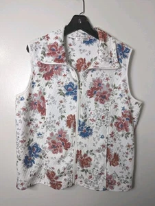 Hastings & Smith Size XL Quilted Vest Zip Closure Pockets Floral - Picture 1 of 8
