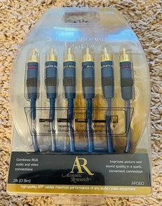 Cable de audio/vídeo Acoustic Research AP060 conectores RCA chapados en oro de 3 pies - Imagen 1 de 2