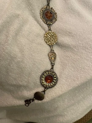 Chicos gold and silver beaded metal chain belt. Size medium - Image 1 of 3