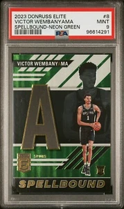 2023-24 Elite - Spellbound 'A' verde fluo #8 Victor Wembanyama /75 (RC) PSA9 - Foto 1 di 2