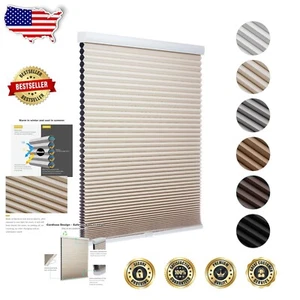 Beige Cordless Cellular Shade - Room Darkening Blinds with UV Protection, 29" W - Picture 1 of 8