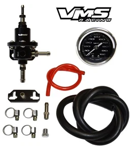 ADJUSTABLE FUEL PRESSURE REGULATOR 1 TO 1 RATIO & GAUGE KIT FOR HONDA ACURA BLK - Bild 1 von 1