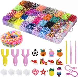 Kit Elastici per Braccialetti, 2500+Pcs Kit Fai Da Te Colorato, Telaio Con Ciond - Foto 1 di 12